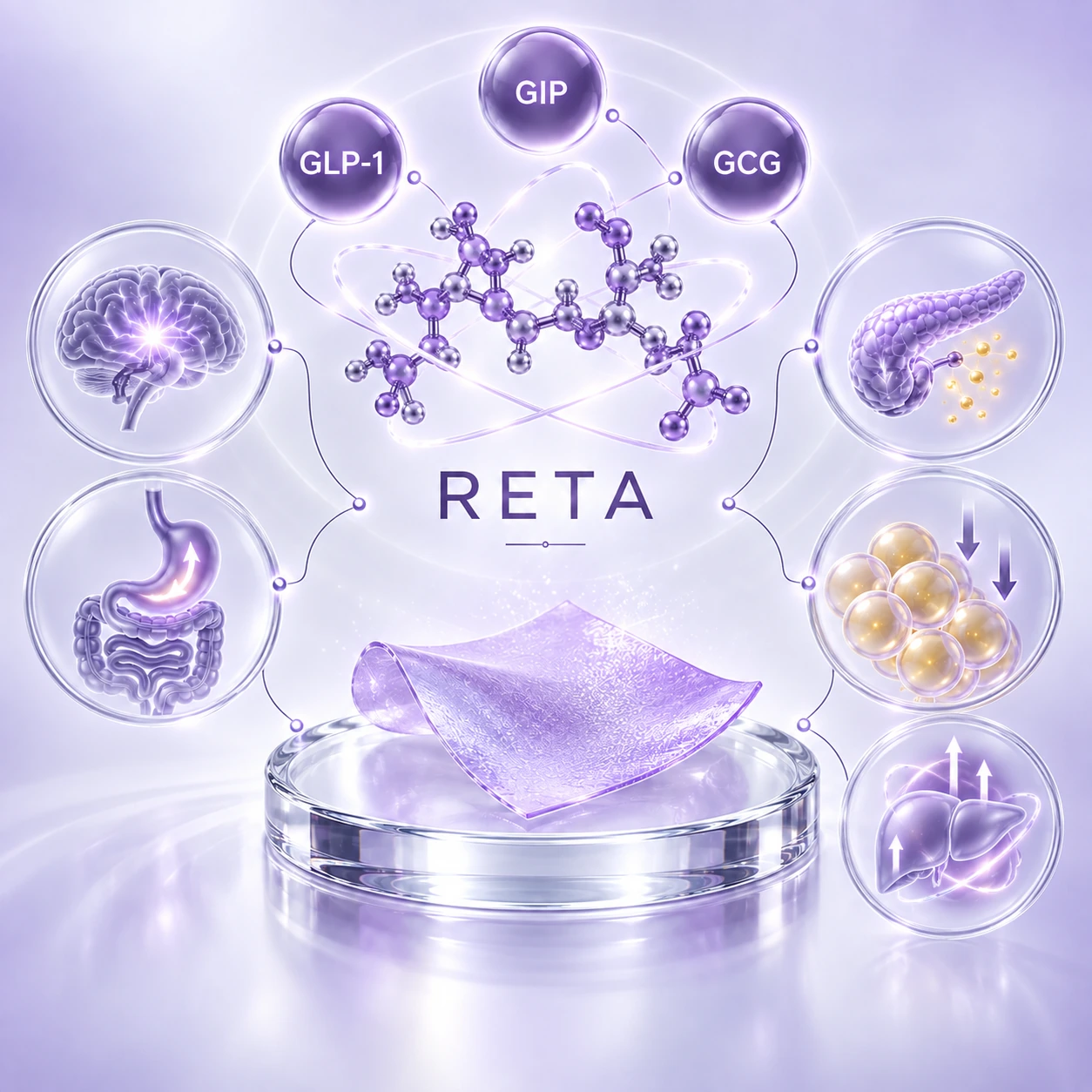 RETA concept artwork for retatrutide oral strip